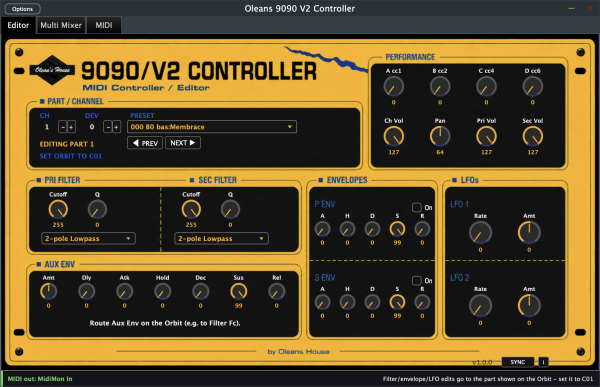 E-MU Orbit 9090 editor control panel